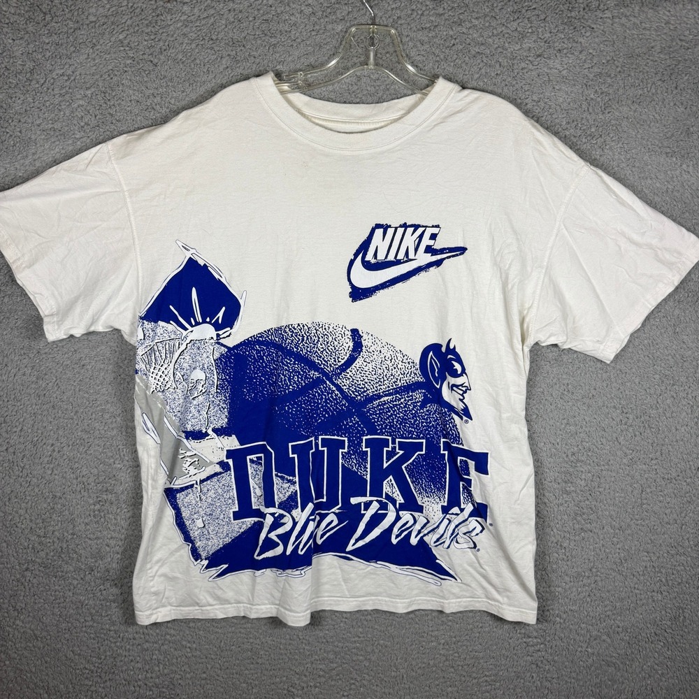 Nike Duke‎ Blue Devils Basketball Graphic T-Shirt Mens Large White 442724-10A